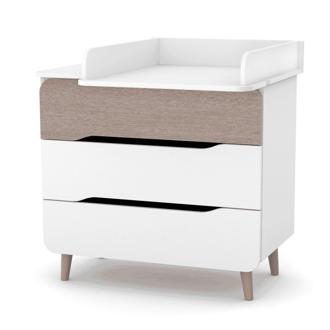 Dětská komoda Belitto Gekko Kids, 89x49x80cm, Bílá / Cappuccino